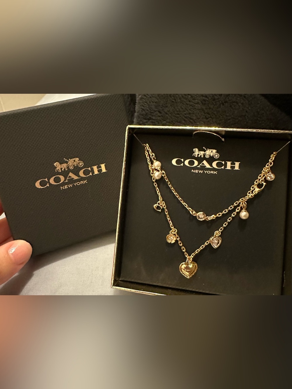 COACH Gold Layered Heart & Charm Necklace - Gold